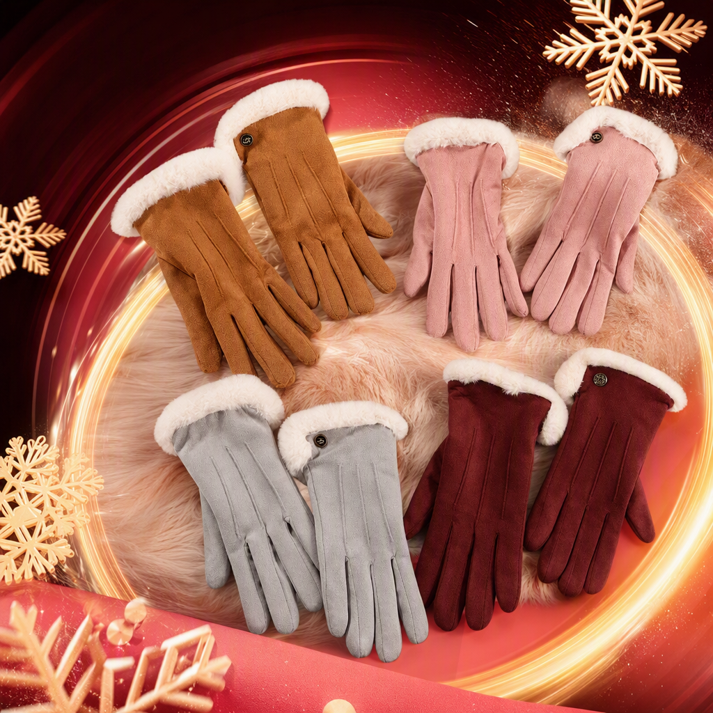 Multicolored suede and frilled gloves are warm and cold-proof. They are fashionable and casual for both men and women in autumn and winter, and are versatile and trendy for students Specification image