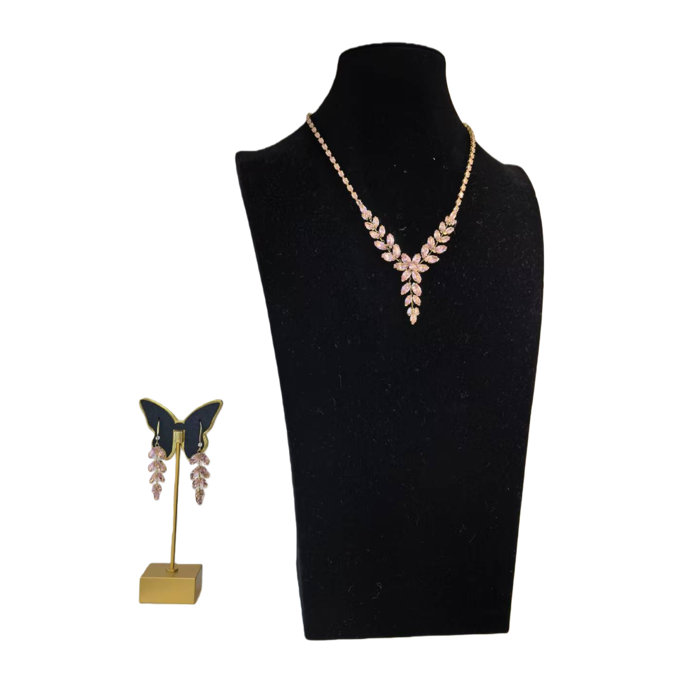 Shining Zircon set jewelry (including necklace, stud earrings) Copper multi-piece set chain earrings necklace bracelet for women Item Picture