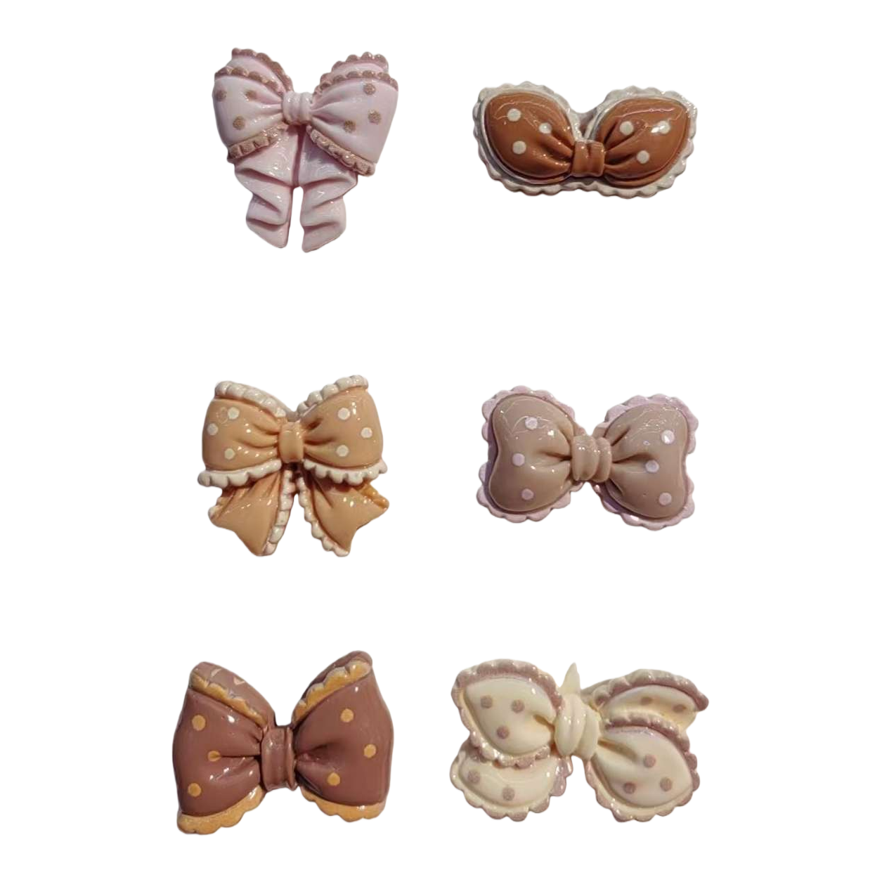Six polka dot bow decorations, cute and sweet handcrafted fabric accessories, free shipping as gifts Item Picture