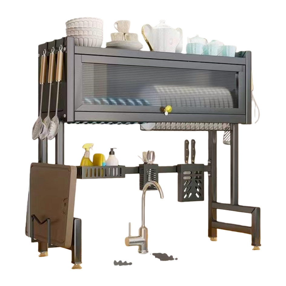 Multi-layer practical storage rack, kitchenware storage rack, kitchen storage rack, black simple multi-functional kitchen storage rack Item Picture