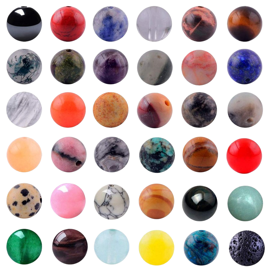 100 natural stone beads, round real stone beads, loose gemstone hole size 1mm, hand-made smooth beads for bracelets, necklaces, earrings and jewelry (natural stone beads in multiple colors, 8mm) Item Picture