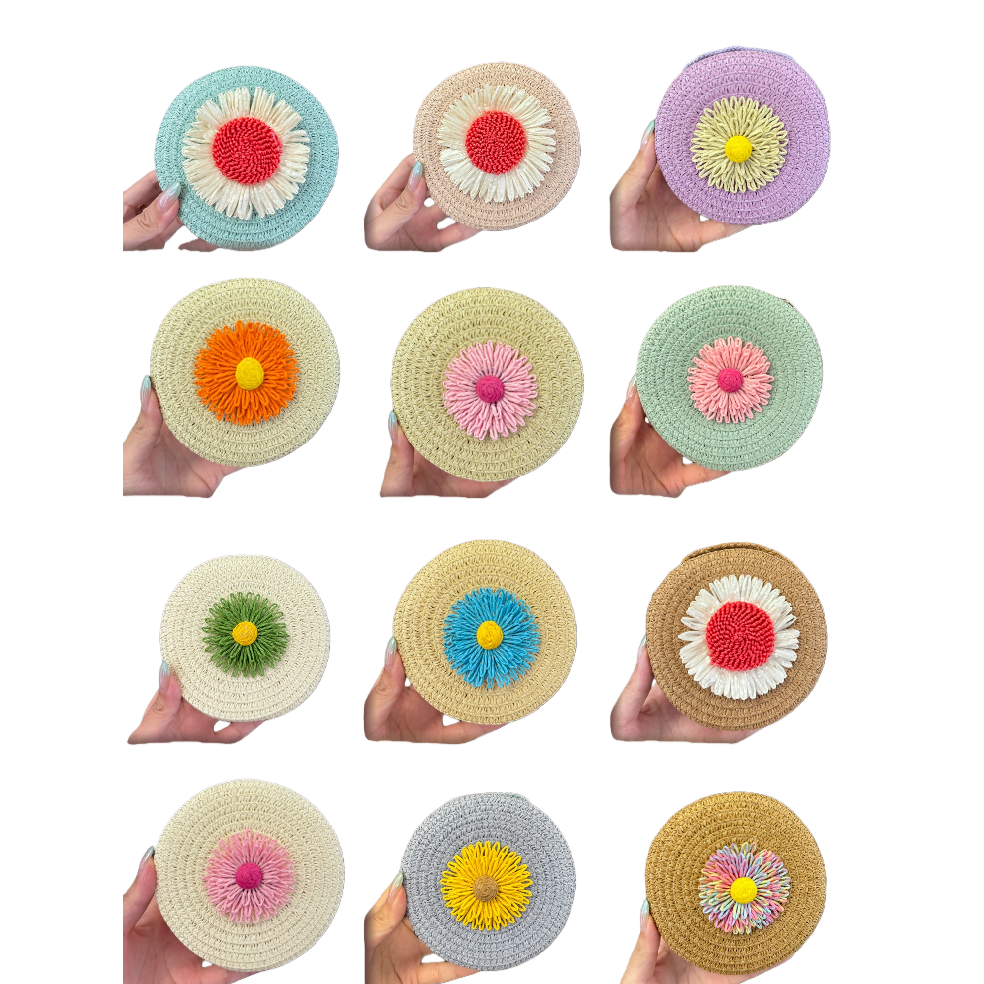 Colorful crochet flower handcrafted small bags, multi-color creative women's bags, casual and trendy bags, accessories and gifts Item Picture