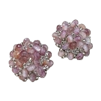 Fashionable pink beaded ear studs, simple and versatile, elegant earrings, women's ear studs, earrings, gifts for girls Item Picture