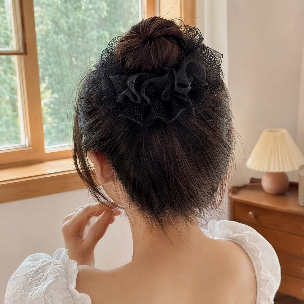 黑色网纱花环装饰婚礼宴会节日布置手工花艺创意摆件礼品赠品产品图