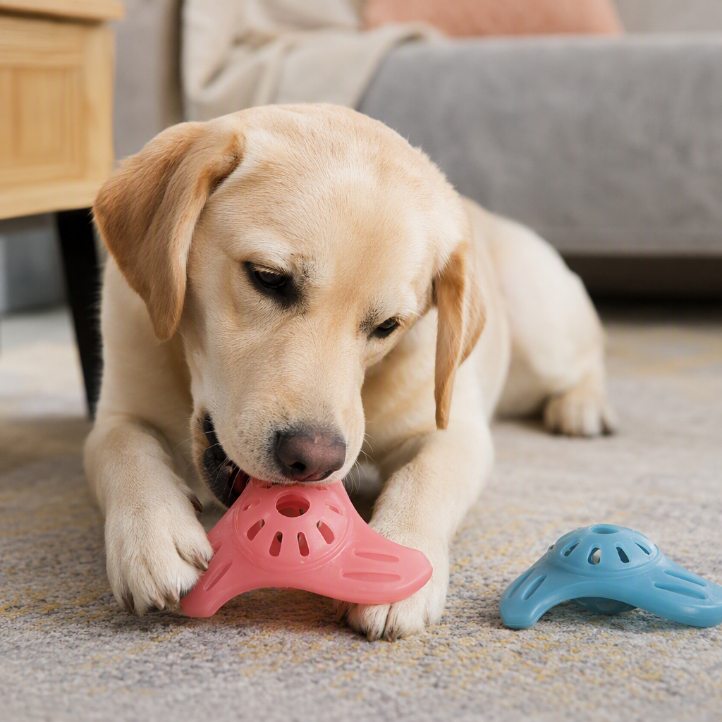 Pet teething bone toys, blue and pink durable teething pet supplies, dog teeth care pet toys, durable teething pet supplies, dog teeth care details Picture