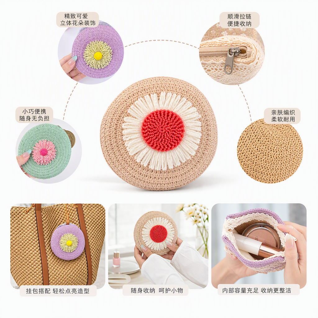 Colorful crochet flower handcrafted small bags, multi-color creative women's bags, casual and trendy bags, accessories and gifts