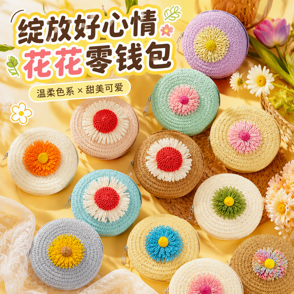 Colorful crochet flower handcrafted small bags, multi-color creative women's bags, casual and trendy bags, accessories and gifts Specification image