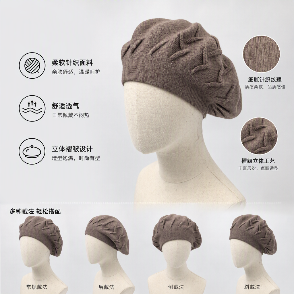 Fashionable knitted hats for warmth and versatility, winter hats for men and women, casual hats and headscarves, trendy styles and multiple colors to choose from details Picture