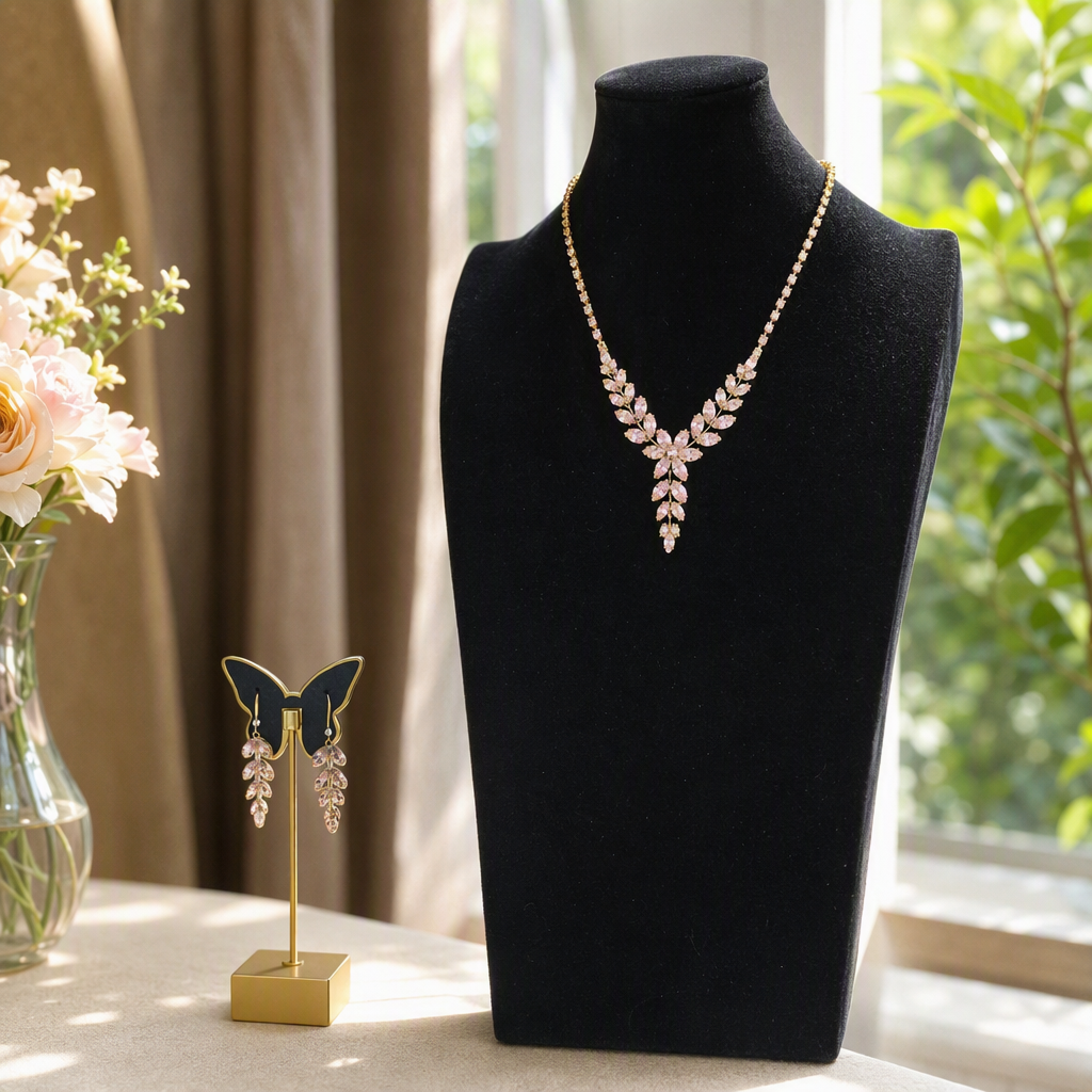Shining Zircon set jewelry (including necklace, stud earrings) Copper multi-piece set chain earrings necklace bracelet for women details Picture