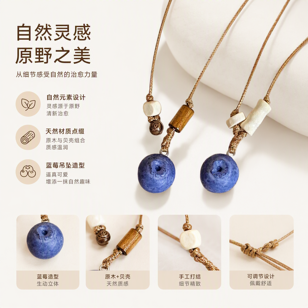 The blue blueberry-shaped pendant necklace is sweet, cute, fashionable and versatile. It's a great gift for girls as an accessory