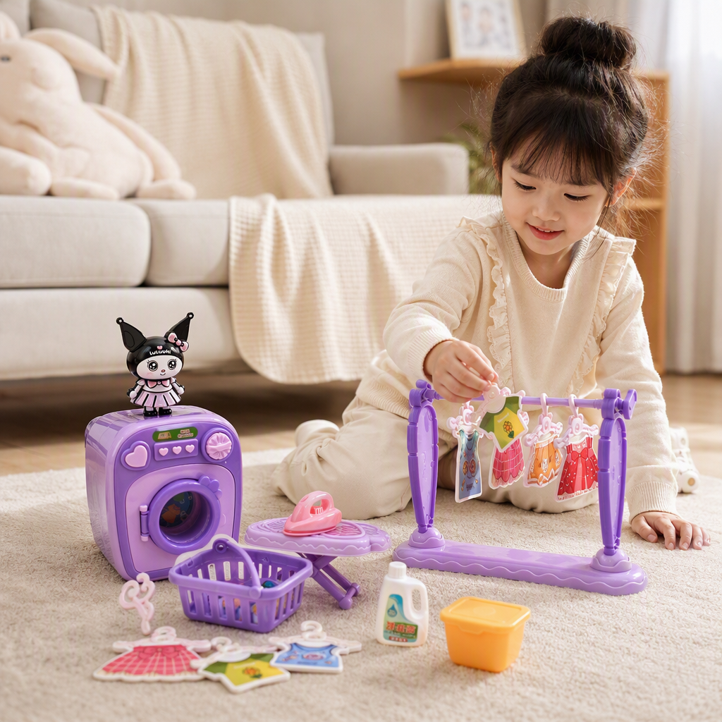 Children's purple laundry toy set, baby simulation laundry game, educational toys for early learning, children's gifts details Picture