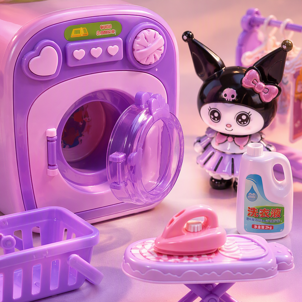 Children's purple laundry toy set, baby simulation laundry game, educational toys for early learning, children's gifts Application Scenario