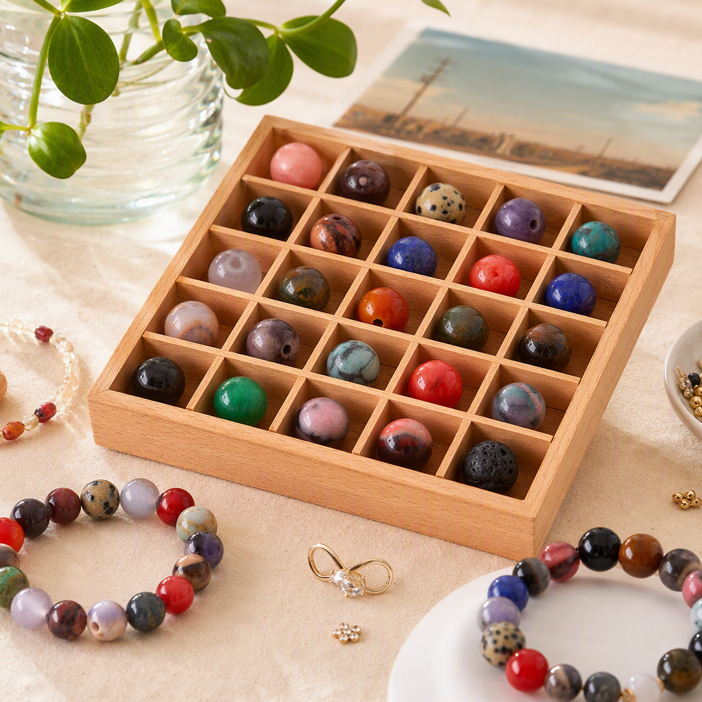 100 natural stone beads, round real stone beads, loose gemstone hole size 1mm, hand-made smooth beads for bracelets, necklaces, earrings and jewelry (natural stone beads in multiple colors, 8mm) details Picture