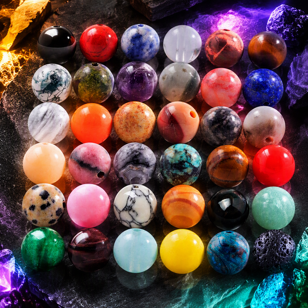 100 natural stone beads, round real stone beads, loose gemstone hole size 1mm, hand-made smooth beads for bracelets, necklaces, earrings and jewelry (natural stone beads in multiple colors, 8mm) Specification image