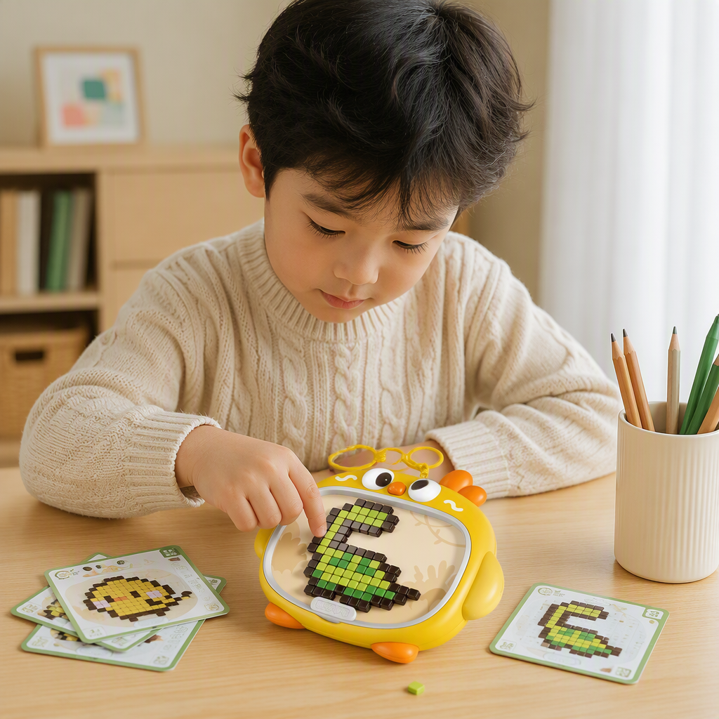 Fun bean building machine, chicken-shaped children's toy, creative DIY handicraft, educational building block toy gift details Picture