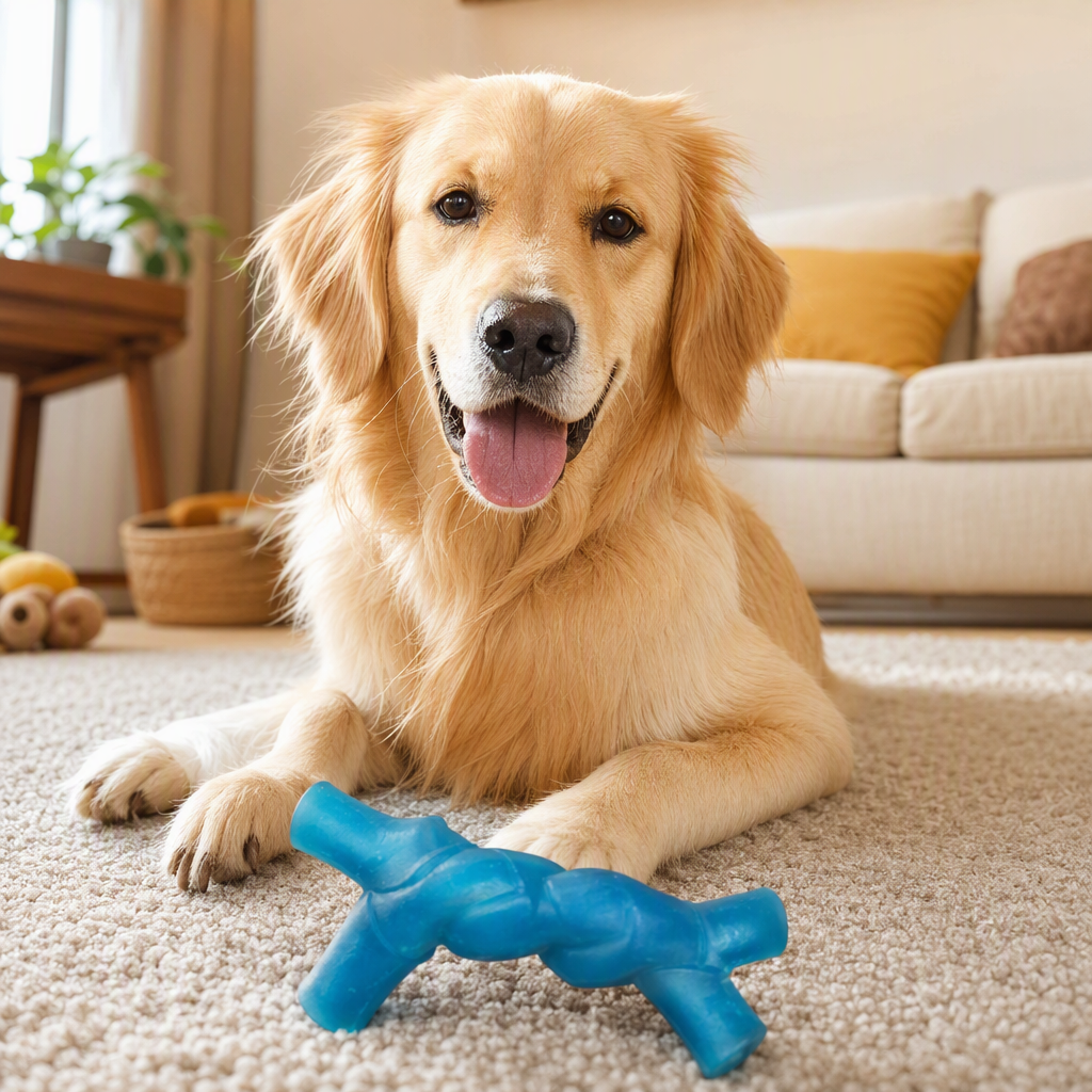 Durable and fun blue spiral pet gnawing toy, interactive pet training teething product details Picture