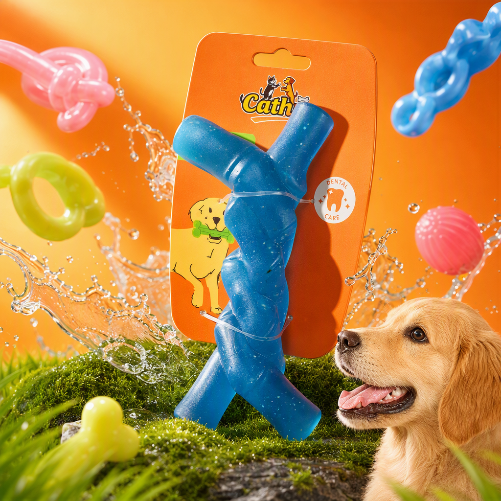 Durable and fun blue spiral pet gnawing toy, interactive pet training teething product Specification image