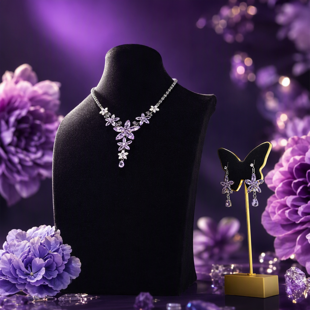 Shining Zircon jewelry set for women: Simple and versatile rings, earrings, necklaces, and copper accessories Specification image