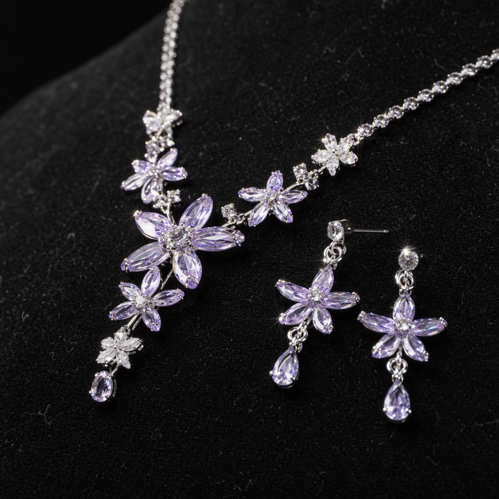 Shining Zircon jewelry set for women: Simple and versatile rings, earrings, necklaces, and copper accessories Application Scenario