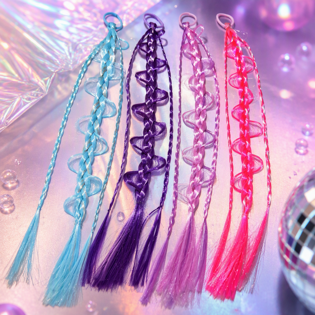 Colorful braided false braids, fashionable and versatile hair accessories, simple and natural Korean style for women Specification image