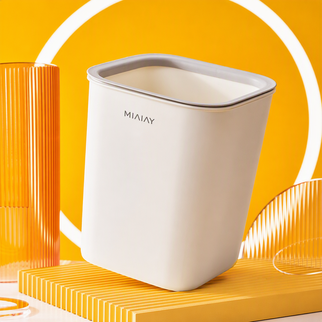 【CL】26Q1#1701 White square pedal flip lid smart Hollow trash can, household kitchen and bathroom storage container pic 3