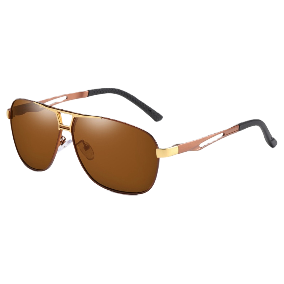 Fashionable metal-framed brown lens sunglasses with polarized UV protection for both men and women Item Picture