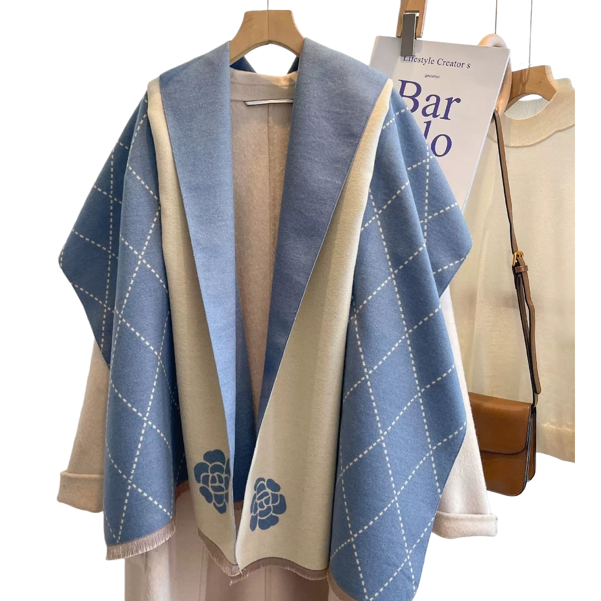 Moda azul plaid bufanda chal versátil mantener caliente otoño invierno mujer versión coreana simple tendencia casual nuevo producto Item Picture