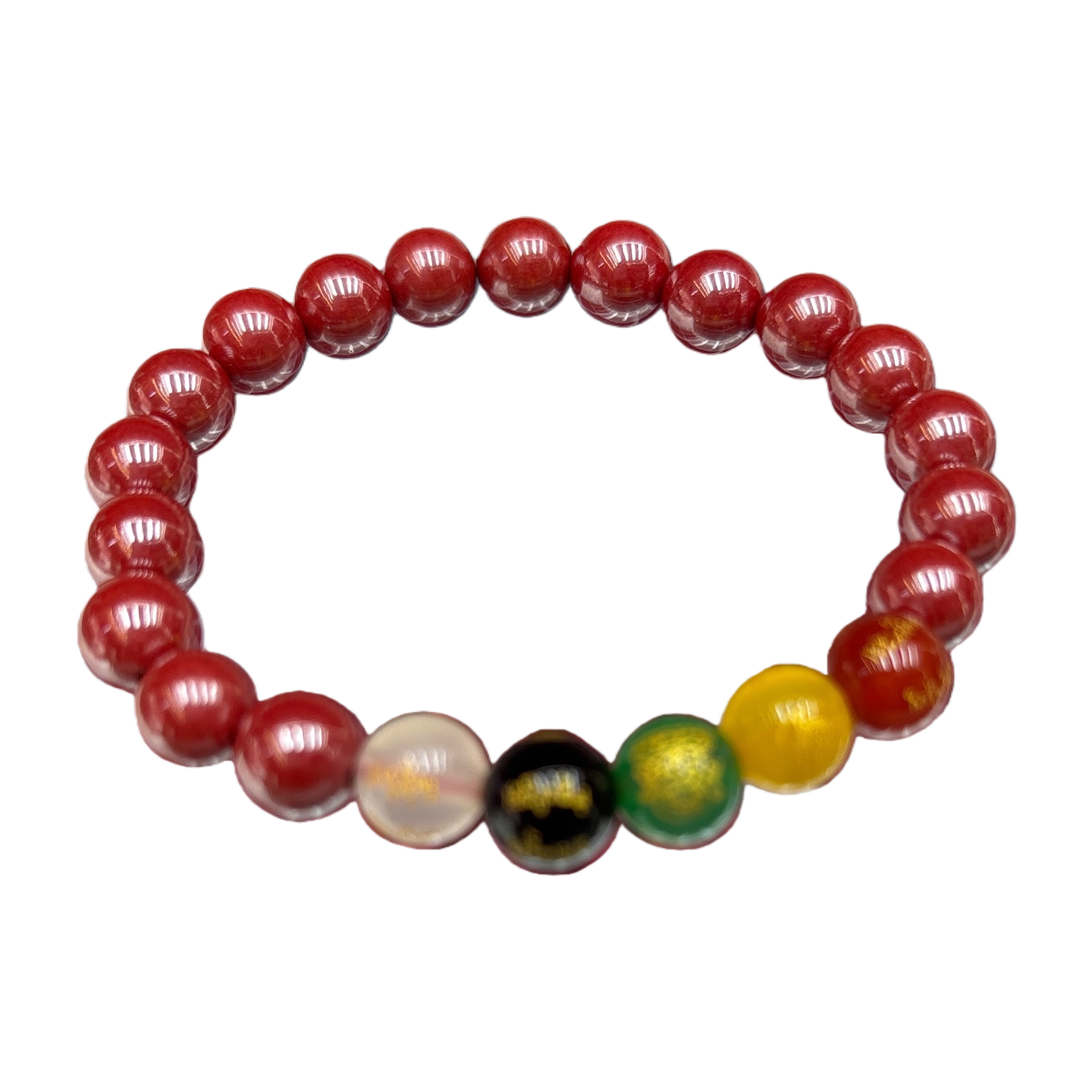 Cordón de mano cinabrio cordón de cuentas multicolor pulsera multi-hilo redondo liso cuentas rojas con blanco negro verde amarillo adorno cuentas compartimiento caja de almacenamiento presentación Item Picture