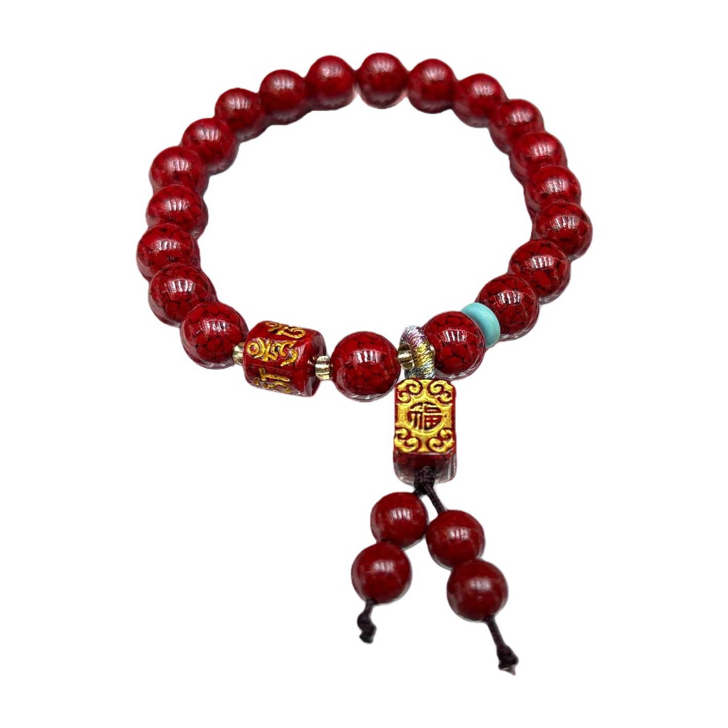 Cinabrio cadena de mano moda cadena de cuentas rojas pulsera mujer tejido a mano retro personalidad tendencia accesorios casual versátil Item Picture