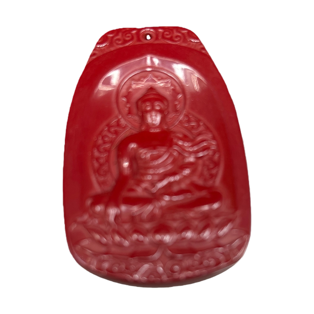Alto contenido rojo cinabrio estatua de buda escultura artesanías y objetos de exhibición decoración del hogar budista ideas de regalo accesorios de colección colgante colgante Item Picture