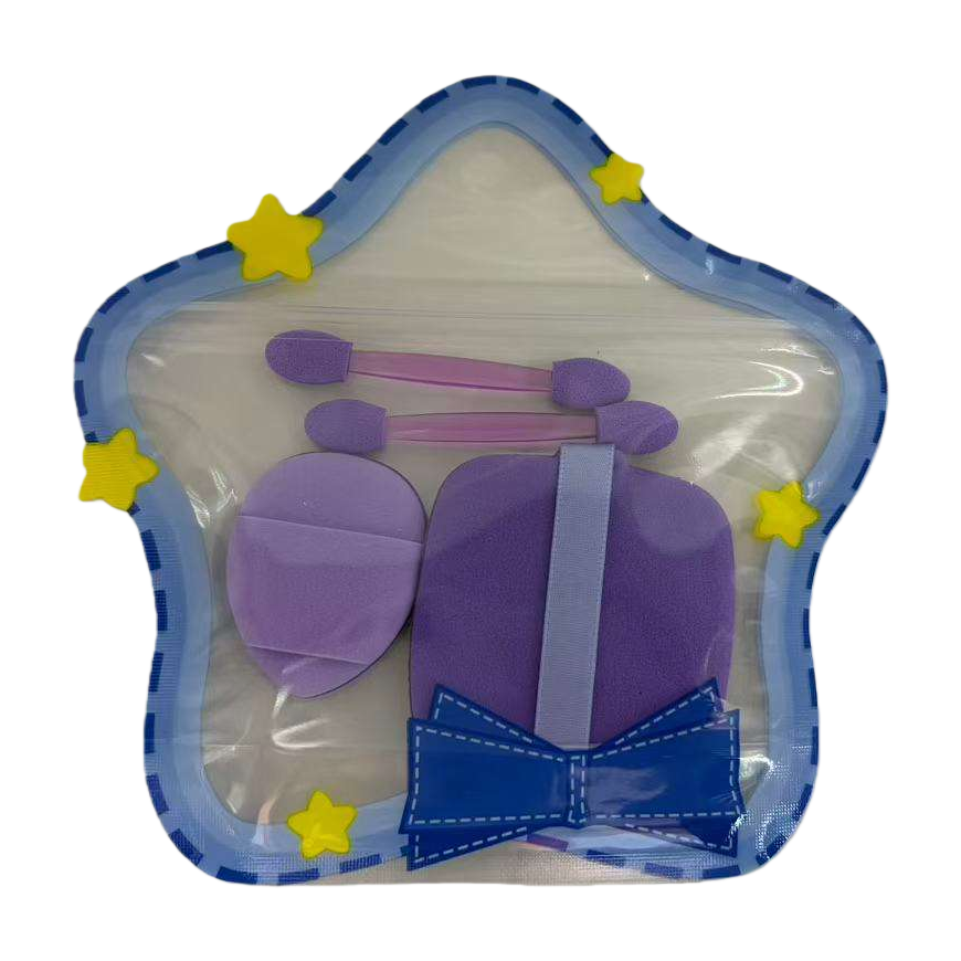 Star-shaped transparent storage bag, purple beauty tool set, portable organizing makeup bag, storage bag for women Item Picture