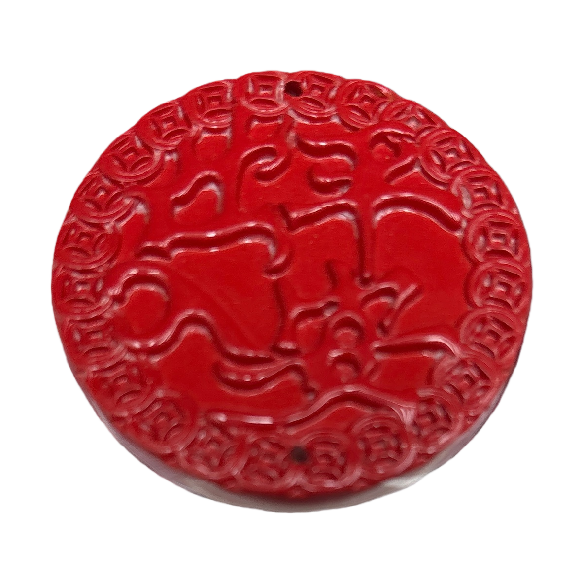 High-content cinnabar pendant, retro red round carved pendant, necklace accessory, fashionable and versatile gift, suitable for both men and women Item Picture