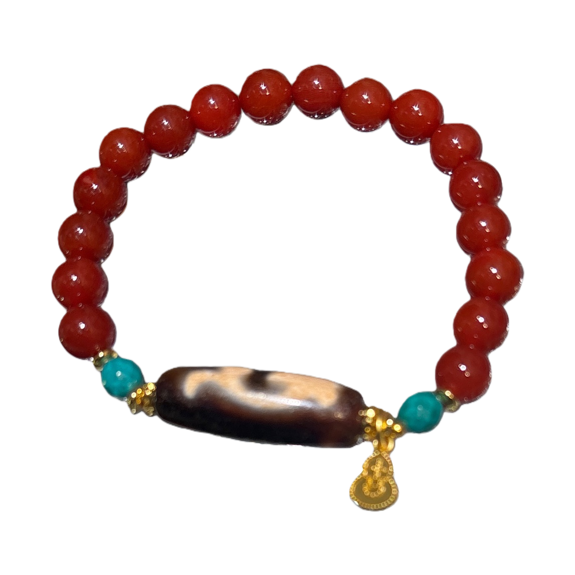 Red bead bracelet, sky beads, turquoise and gold jewelry, fashionable and versatile bracelet accessory, a gift for your girlfriend Item Picture