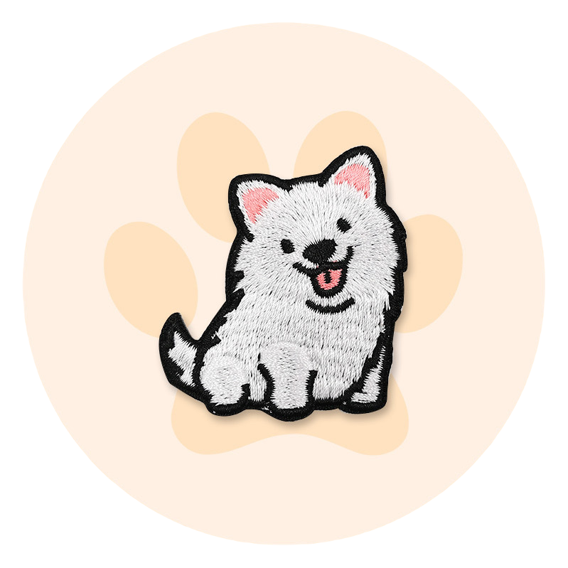 DIY hand-stitched decals with white embroidered dog patterns can be sewn into home clothing accessories Item Picture