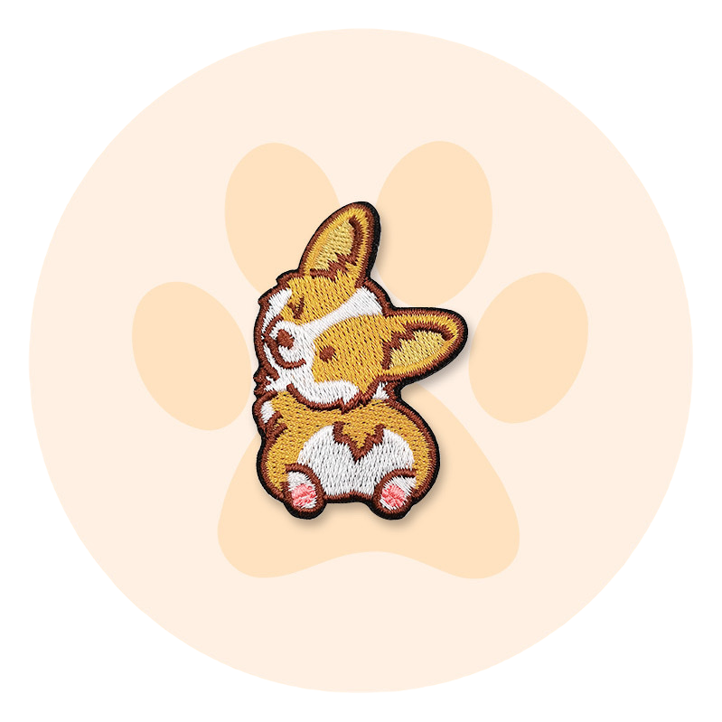 Cute Corgi embroidered badge, yellow animal-decorated brooch, student gift collection Item Picture