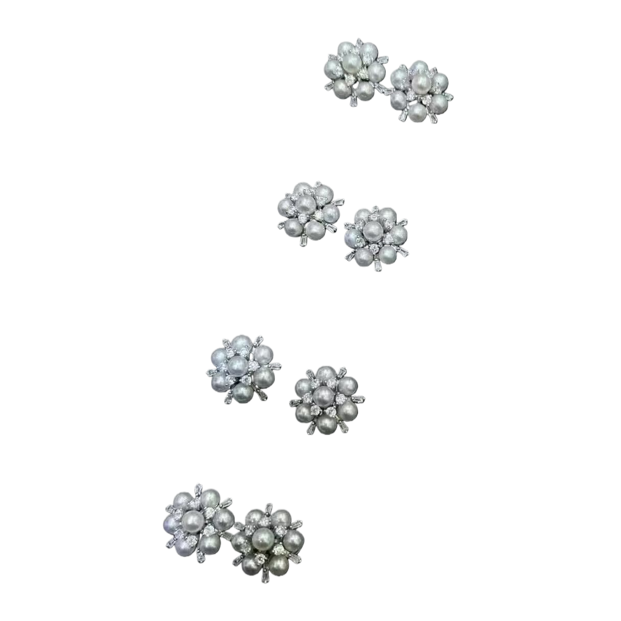 Shining silver pearl and diamond stud earrings, simple and elegant, versatile earrings, fashionable women's earrings gift Item Picture