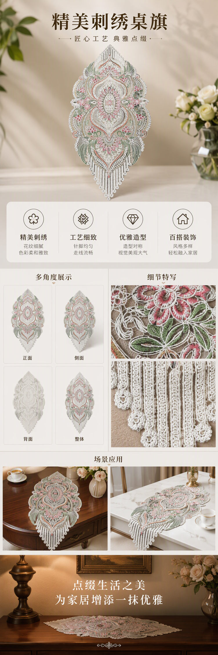 白色刺绣花边装饰片手工DIY服饰辅料蕾丝边边角装饰配件详情1