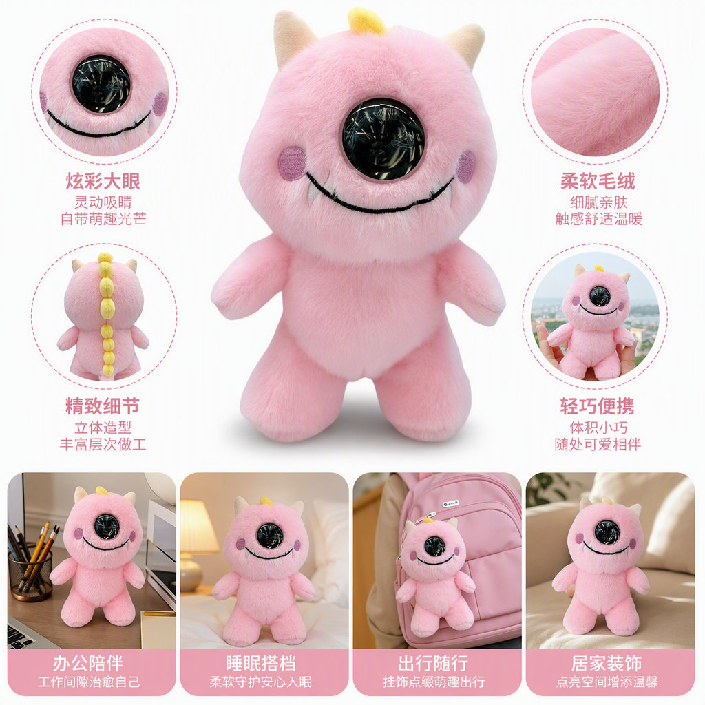 AI inteligente acompañante juguete lindo rosa peluche monstruo muñeca almohada tela suave moe niños juguetes regalo