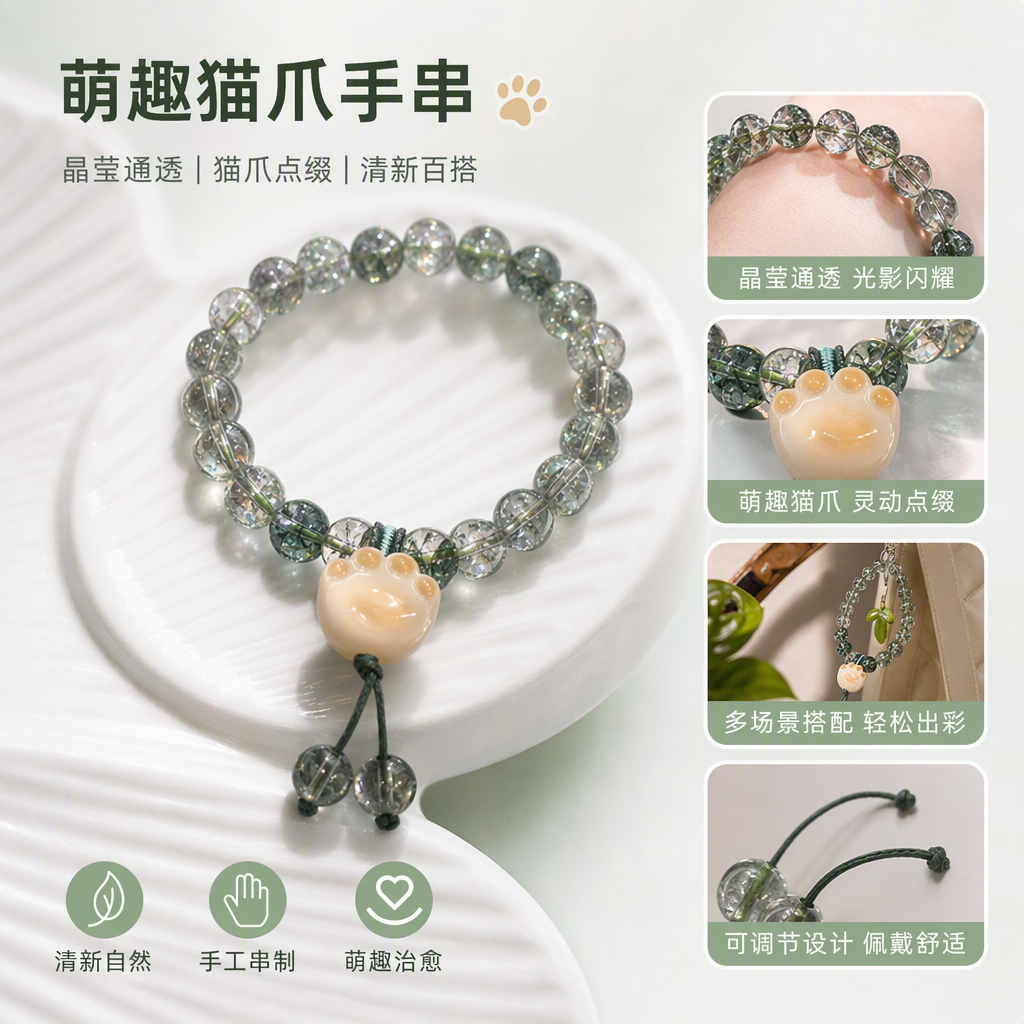 Brazalete de cristal verde natural moda simple cadena de mano hombre y mujer pareja estilo decoración de la mano regala regalos