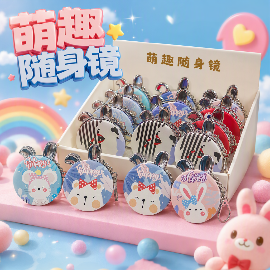 Cute cartoon-shaped portable makeup mirror, colorful and fun creative gifts for girls and students, decorative items Specification image