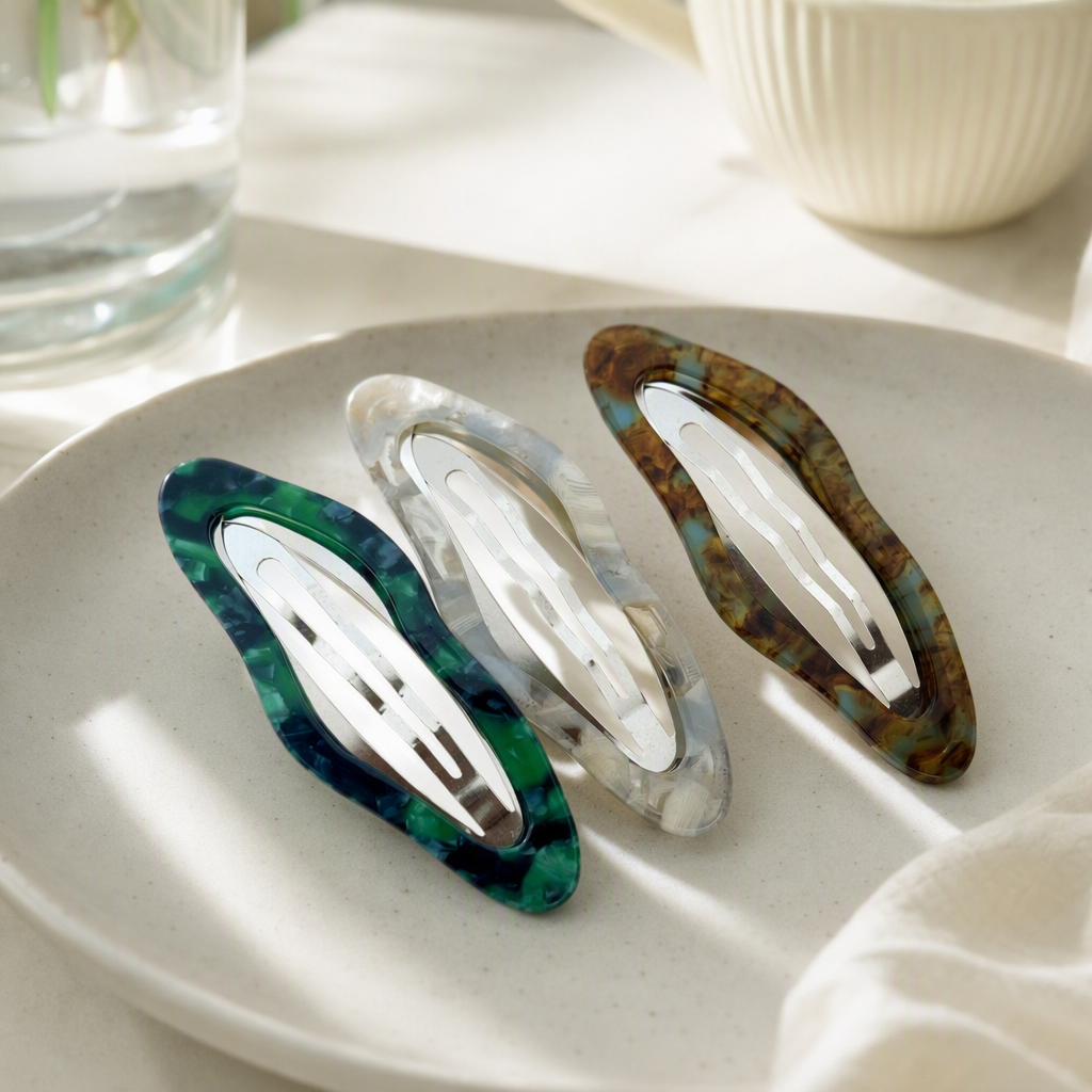 Colorful marble-patterned hair clips, fashionable and versatile hair accessories, hairstyle decoration, hair accessories, simple and elegant hair clips details Picture