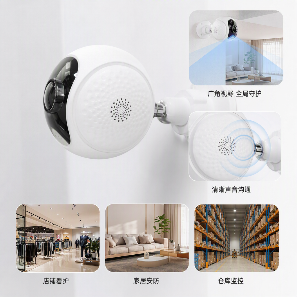 Hd smart ball equipo de vigilancia seguridad en el hogar protección interior y exterior 360 grados cámara panorámica visión nocturna monitor de seguridad antirrobo details Picture