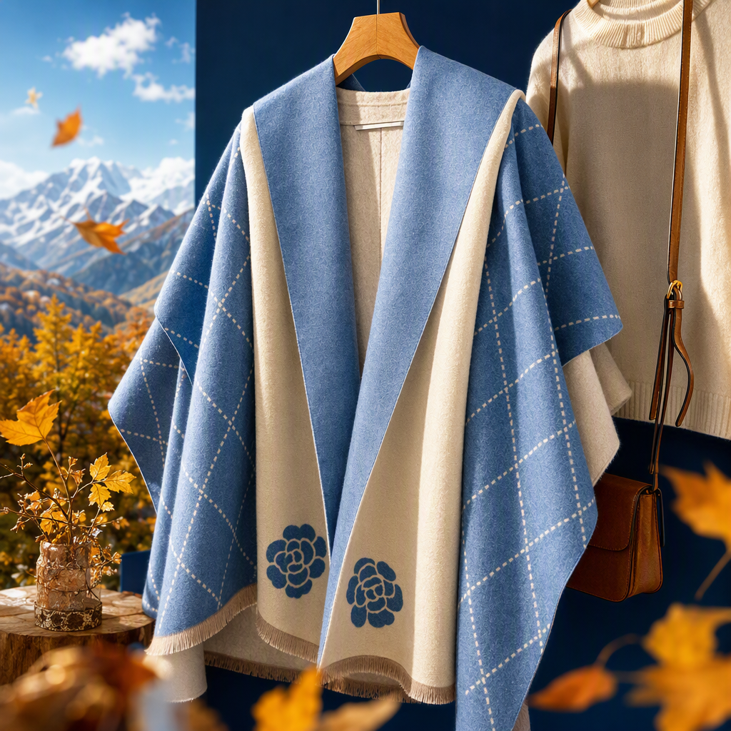 Moda azul plaid bufanda chal versátil mantener caliente otoño invierno mujer versión coreana simple tendencia casual nuevo producto Specification image