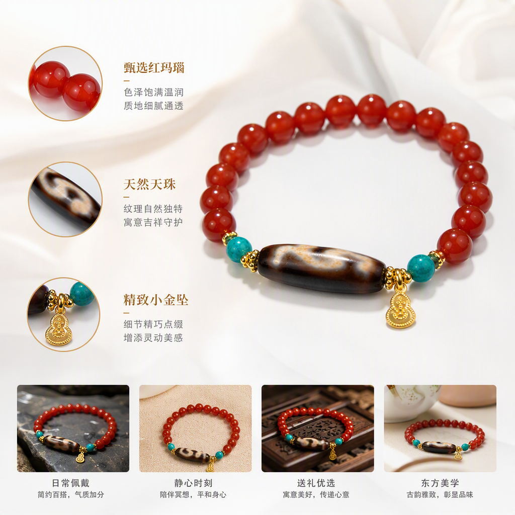 Perlas rojas cordones pulsera cielo perlas turquesa adornos de oro adornos moda versátil pulsera accesorios regalo para novia
