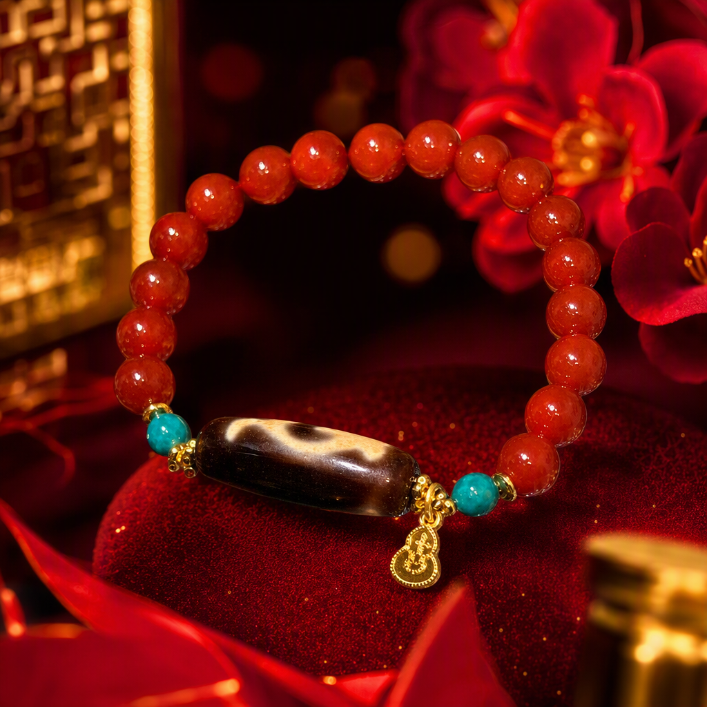 Red bead bracelet, sky beads, turquoise and gold jewelry, fashionable and versatile bracelet accessory, a gift for your girlfriend Specification image