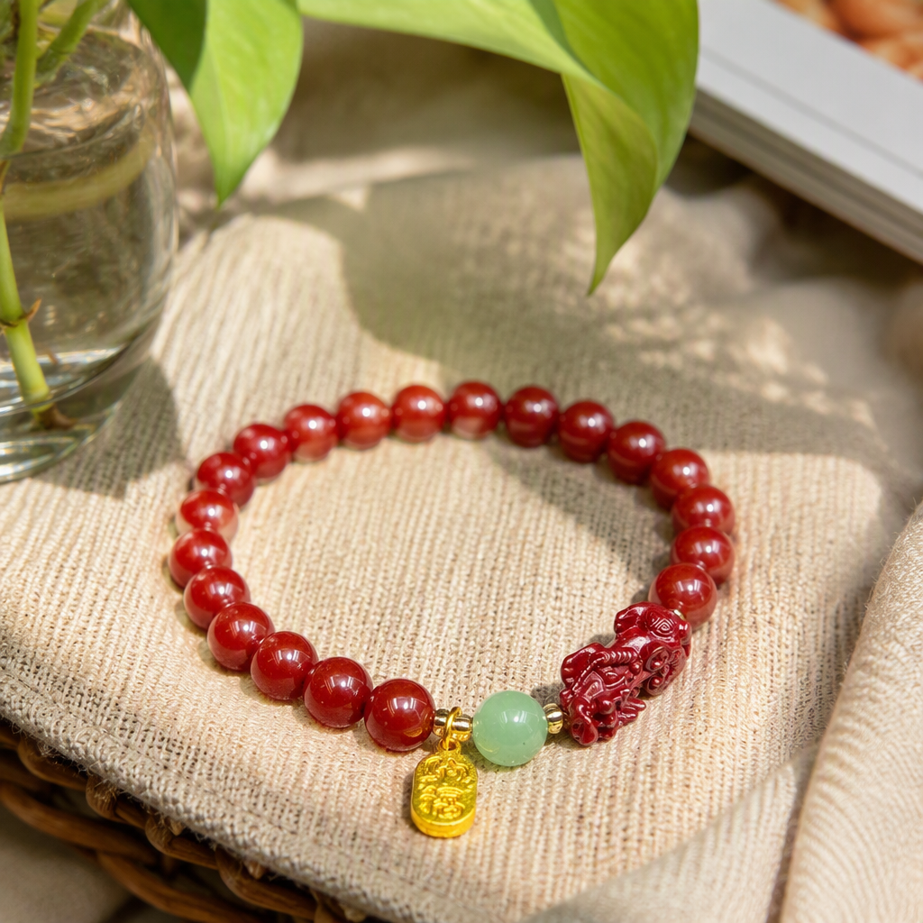 Colgante bermellón cordones de mano de perlas rojas pulsera de perlas rojas redondas con las piezas de fernando vi de habsburgo perlas redondas verdes claras oro fukiliano etiquetas colgante moda mano accesorios pulsera de mujer regalos details Picture