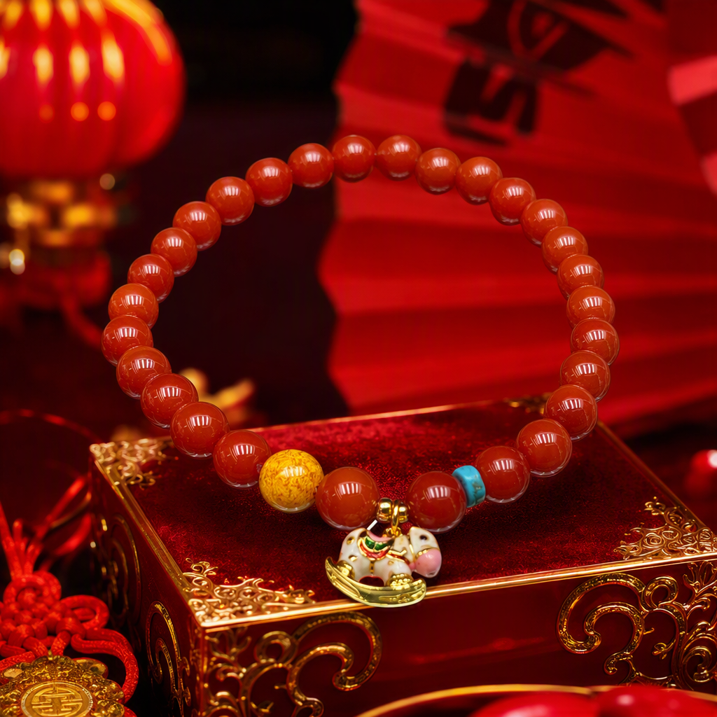 South red hand string cadena de cuentas naranja pulsera central oro shake horse colgante tendencia de moda mano estilo de mujer regalos Specification image