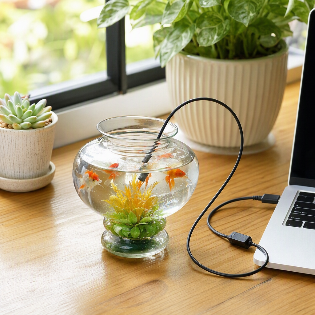 Colorful glass aquarium, creative household fish tank, ecological landscape fish keeping container, decorative aquarium products details Picture