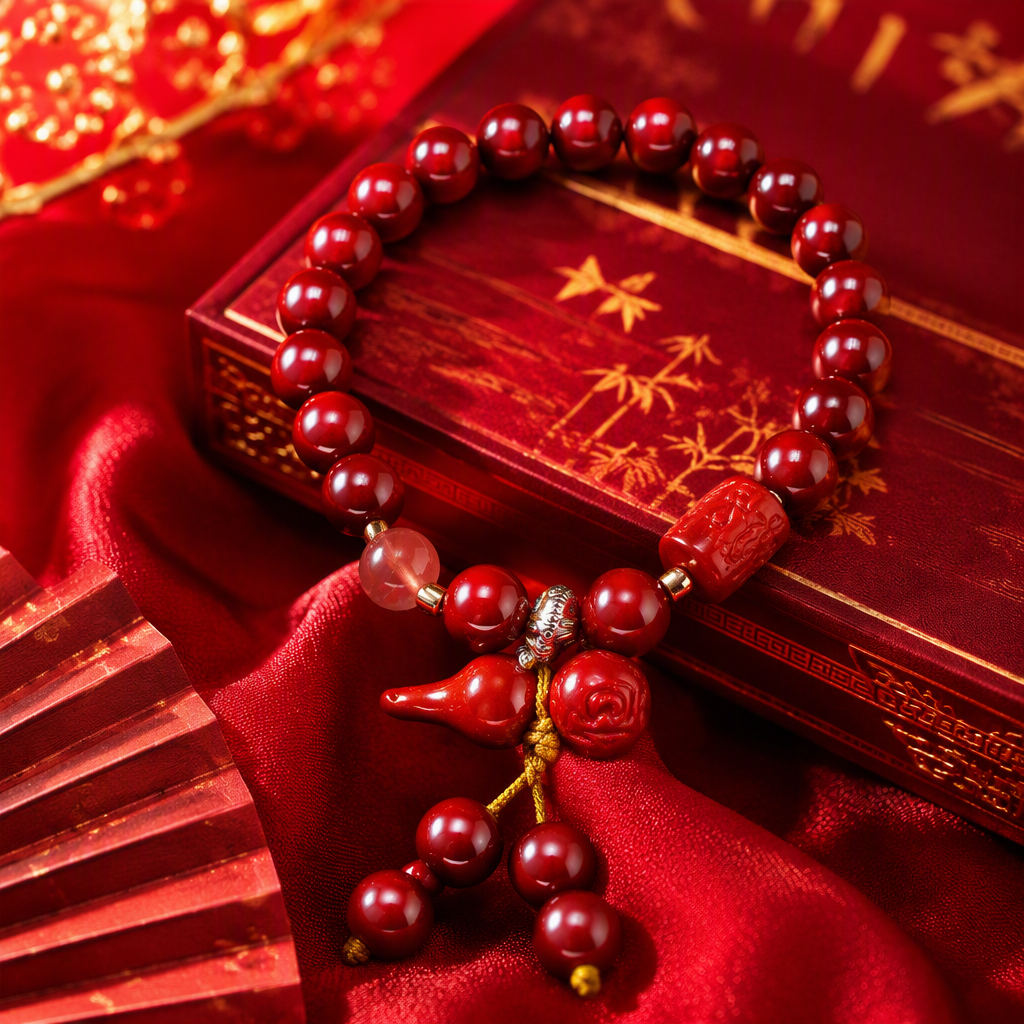 Cinabrio mano cadena de moda rojo cinabrio cuentas cadena pulsera para mujeres vintage mano accesorios simple y versátil pulsera pareja regalo regalo Specification image