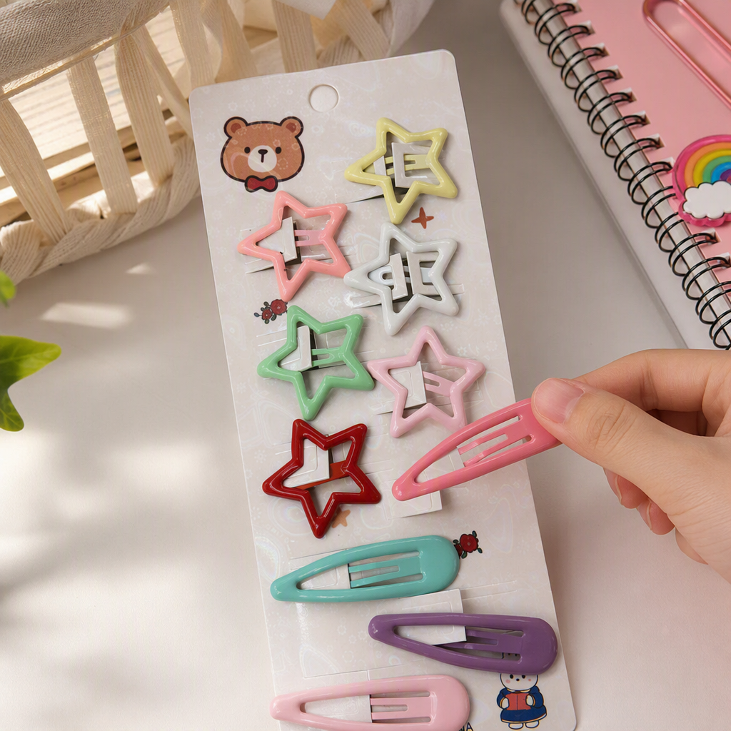 Colorful Star Oval Hair clip Set, Cute hair accessories for girls, hair accessory combination set, student hair clip and hair accessory gift box details Picture